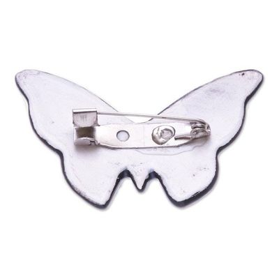 Alternate image for Artisan Crafted Ceramic Butterfly Brooch Pin Evening Flight