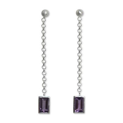 Alternate image for Artisan Crafted Sterling Silver and Amethyst Dangle Earrings Spring Lilac