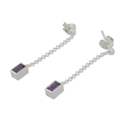 Alternate image for Artisan Crafted Sterling Silver and Amethyst Dangle Earrings Spring Lilac