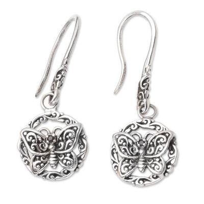 Alternate image for Handcrafted Garnet Butterfly Dangle Earrings Pure Flutter