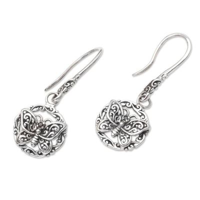 Alternate image for Handcrafted Garnet Butterfly Dangle Earrings Pure Flutter