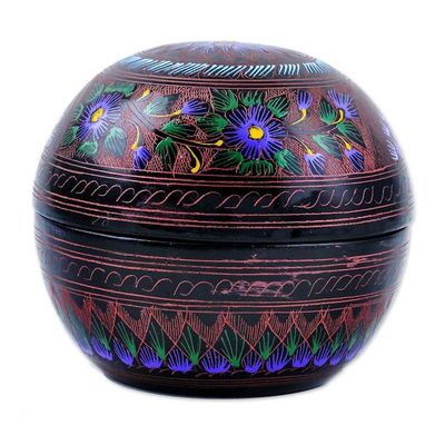 Alternate image for Floral Painted Pink, Purple and Blue Round Decorative Box Blooming Illusion