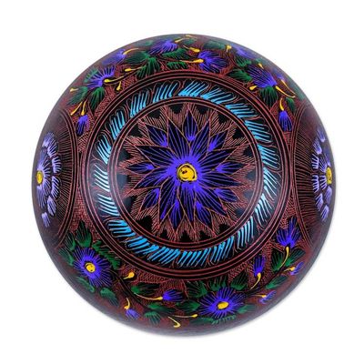 Alternate image for Floral Painted Pink, Purple and Blue Round Decorative Box Blooming Illusion