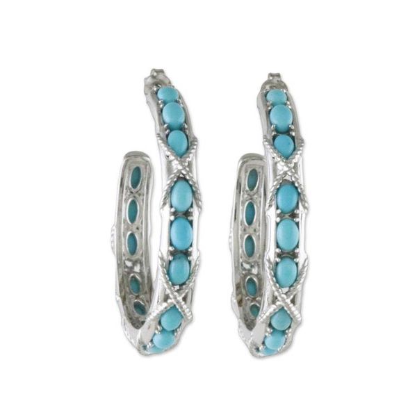 Alternate image for Nautical Style Turquoise Half Hoop Earrings from Thailand Nautical Notions