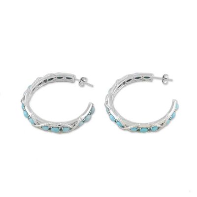 Alternate image for Nautical Style Turquoise Half Hoop Earrings from Thailand Nautical Notions