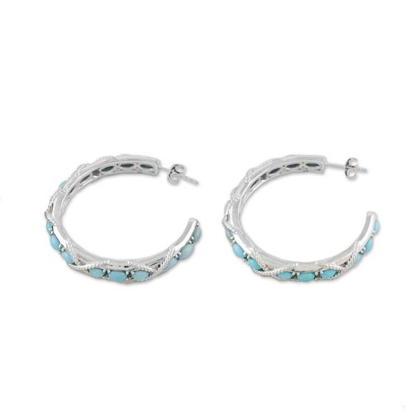 Alternate image for Nautical Style Turquoise Half Hoop Earrings from Thailand Nautical Notions
