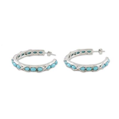 Alternate image for Nautical Style Turquoise Half Hoop Earrings from Thailand Nautical Notions