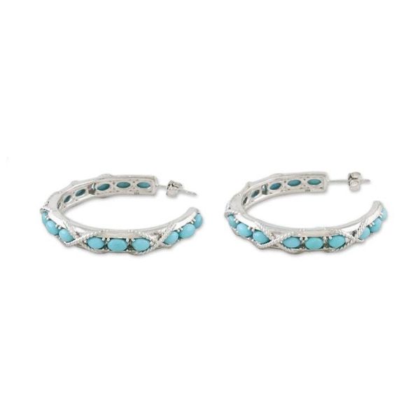 Alternate image for Nautical Style Turquoise Half Hoop Earrings from Thailand Nautical Notions
