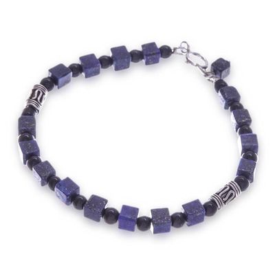 Alternate image for Quartz and lapis lazuli beaded bracelet Blue Night