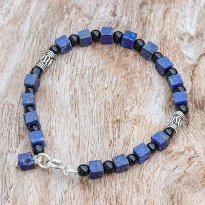 Alternate image for Quartz and lapis lazuli beaded bracelet Blue Night