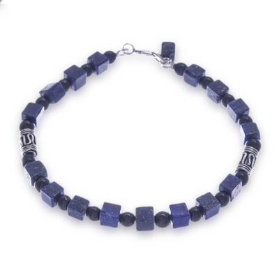 Alternate image for Quartz and lapis lazuli beaded bracelet Blue Night