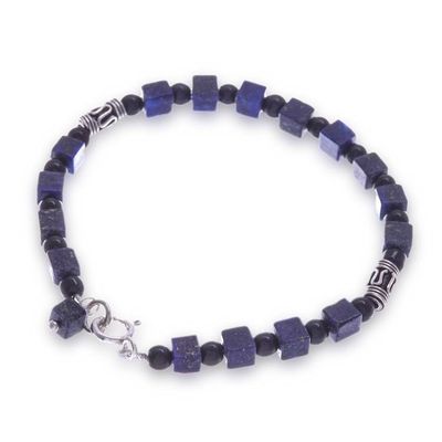 Alternate image for Quartz and lapis lazuli beaded bracelet Blue Night