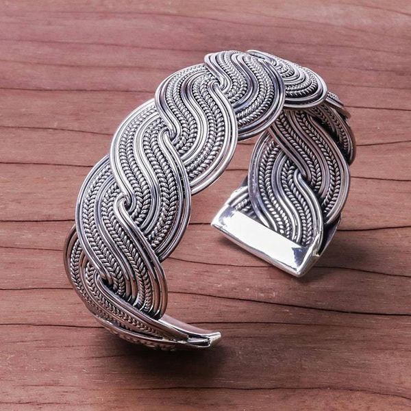 Alternate image for Serpentine Intertwined Sterling Silver Bands Cuff Bracelet Serpentine Elegance