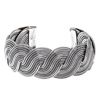 Alternate image for Serpentine Intertwined Sterling Silver Bands Cuff Bracelet Serpentine Elegance