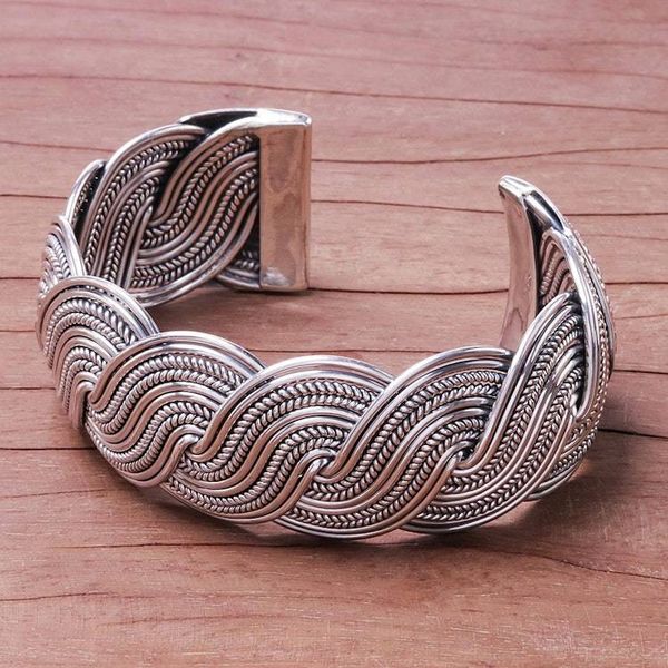 Alternate image for Serpentine Intertwined Sterling Silver Bands Cuff Bracelet Serpentine Elegance