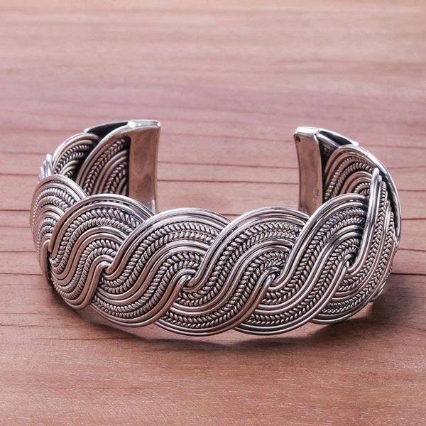 Alternate image for Serpentine Intertwined Sterling Silver Bands Cuff Bracelet Serpentine Elegance