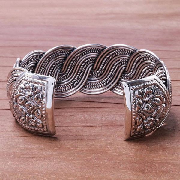 Alternate image for Serpentine Intertwined Sterling Silver Bands Cuff Bracelet Serpentine Elegance