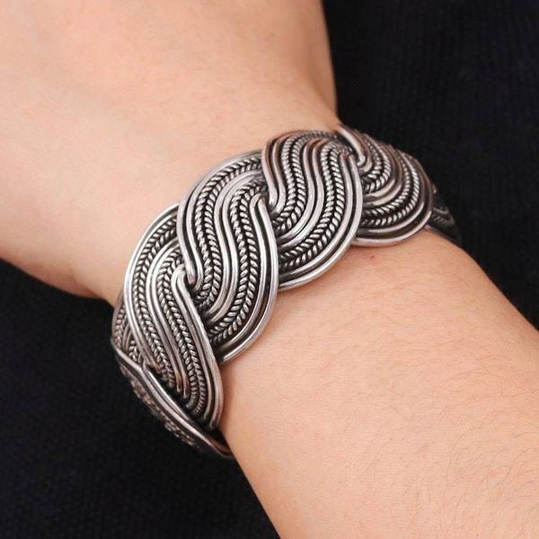 Alternate image for Serpentine Intertwined Sterling Silver Bands Cuff Bracelet Serpentine Elegance