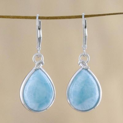 Alternate image for Artisan Designed Larimar and Sterling Dangle Earrings Gossamer Sky