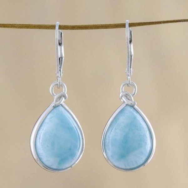 Alternate image for Artisan Designed Larimar and Sterling Dangle Earrings Gossamer Sky