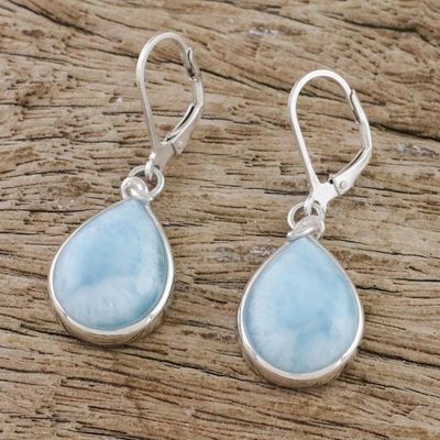 Alternate image for Artisan Designed Larimar and Sterling Dangle Earrings Gossamer Sky