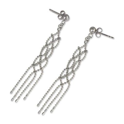 Alternate image for Waterfall Earrings Crafted from Sterling 925 Ball Chain Thai Macrame