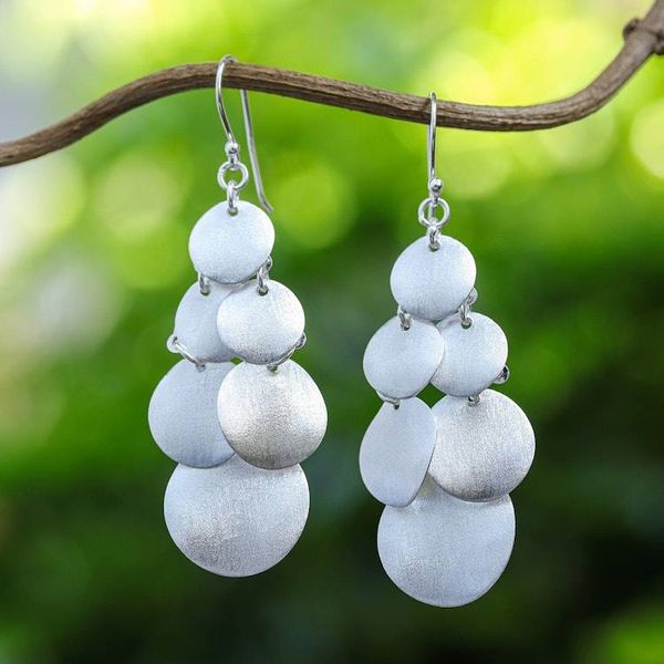 Alternate image for Sterling Silver Multi-Circle Dangle Earrings from Thailand Shimmering Coins