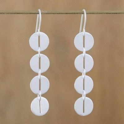 Alternate image for Modern Sterling Silver Dangle Earrings Bold Symmetry