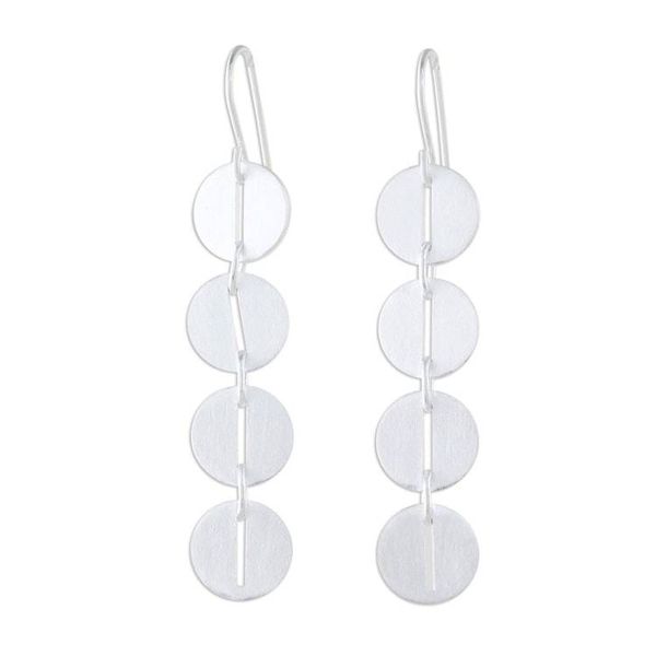 Alternate image for Modern Sterling Silver Dangle Earrings Bold Symmetry