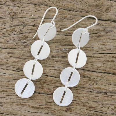 Alternate image for Modern Sterling Silver Dangle Earrings Bold Symmetry