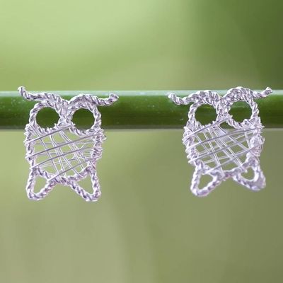Primary image for Thai Artisan Crafted 925 Sterling Silver Owl Drop Earrings Owl Wrap