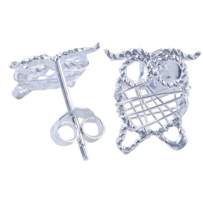 Alternate image for Thai Artisan Crafted 925 Sterling Silver Owl Drop Earrings Owl Wrap