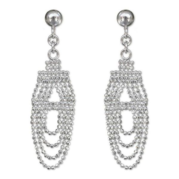 Alternate image for Unique Sterling Silver Earrings Crafted from Ball Chain Ethereal Chandelier