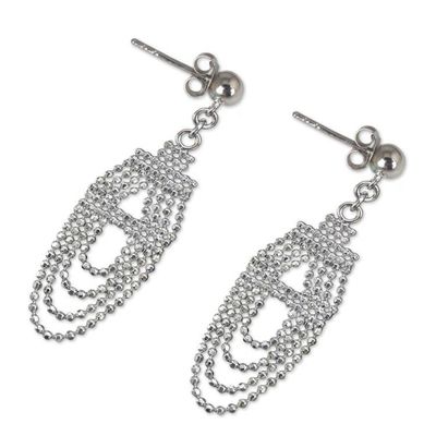 Alternate image for Unique Sterling Silver Earrings Crafted from Ball Chain Ethereal Chandelier