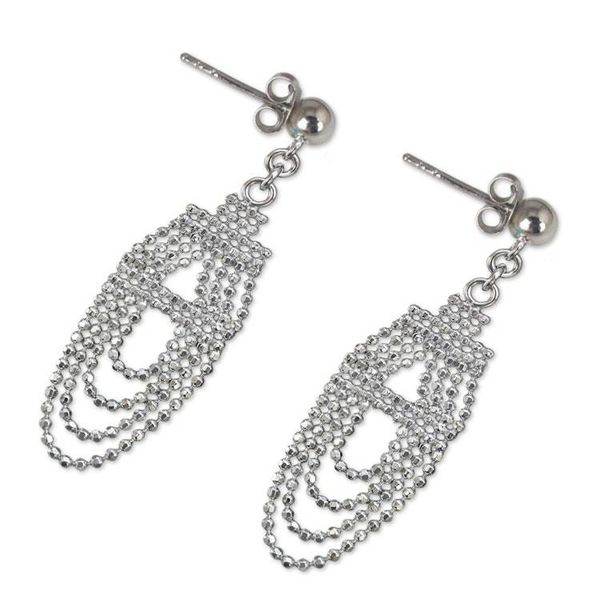 Alternate image for Unique Sterling Silver Earrings Crafted from Ball Chain Ethereal Chandelier