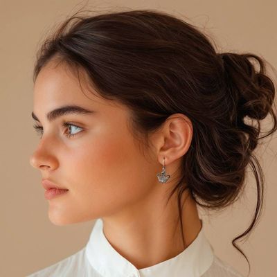 Alternate image for Butterfly-Themed Openwork Blue Topaz Silver Dangle Earrings Azure Butterflies