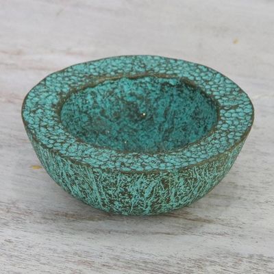Alternate image for Green Recycled Paper Decorative Bowl from Thailand Ocean Green