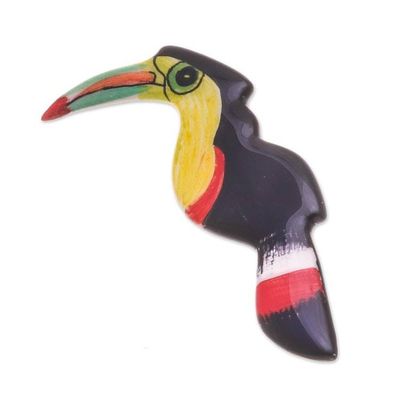 Alternate image for Hand Painted Ceramic Hornbill Brooch Handsome Hornbill