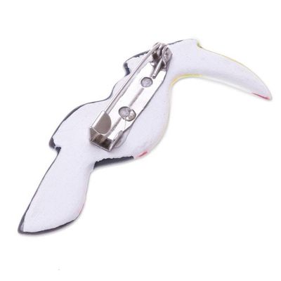 Alternate image for Hand Painted Ceramic Hornbill Brooch Handsome Hornbill