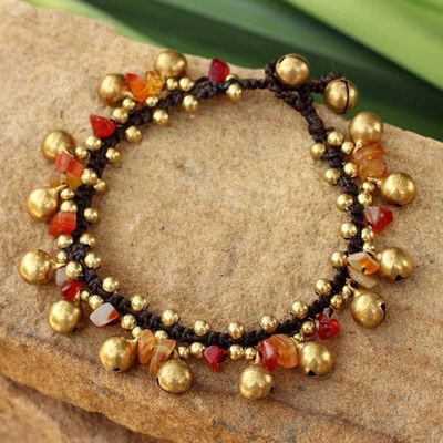 Primary image for Brass Beaded Carnelian Bracelet from Thailand Joyous Bells
