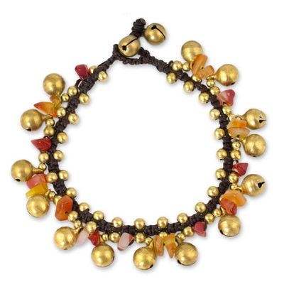 Alternate image for Brass Beaded Carnelian Bracelet from Thailand Joyous Bells