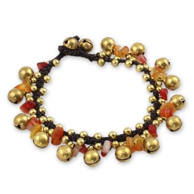 Alternate image for Brass Beaded Carnelian Bracelet from Thailand Joyous Bells