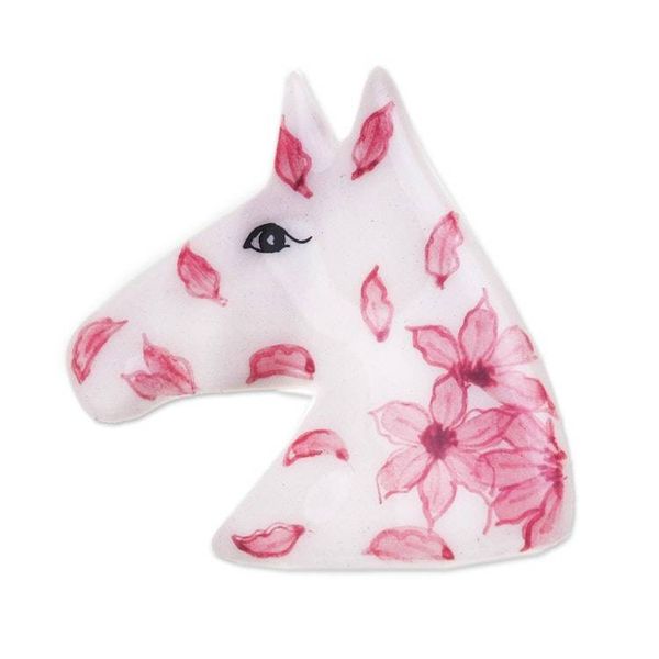Alternate image for Floral Horse Hand Painted Brooch Pin Blooming Pony