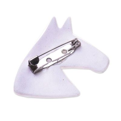 Alternate image for Floral Horse Hand Painted Brooch Pin Blooming Pony