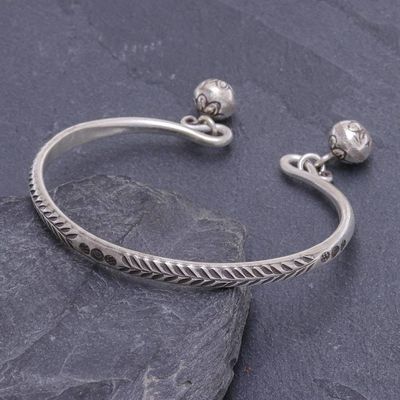 Alternate image for Handmade Sterling Silver Floral Cuff Bracelet Bells Ring