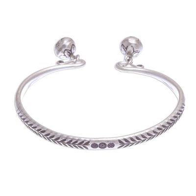 Alternate image for Handmade Sterling Silver Floral Cuff Bracelet Bells Ring