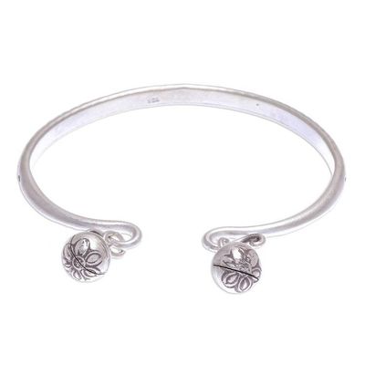 Alternate image for Handmade Sterling Silver Floral Cuff Bracelet Bells Ring