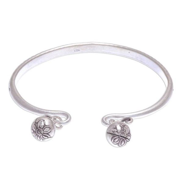 Alternate image for Handmade Sterling Silver Floral Cuff Bracelet Bells Ring