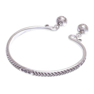Alternate image for Handmade Sterling Silver Floral Cuff Bracelet Bells Ring