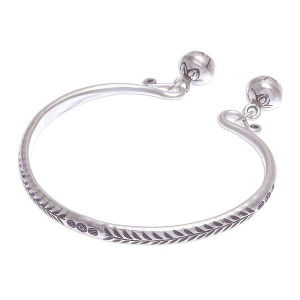 Alternate image for Handmade Sterling Silver Floral Cuff Bracelet Bells Ring